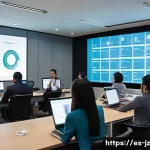 소셜 엔지니어링 방어를 위한 교육 자료 개발 - A modern office training room in a corporate building in Mexico City, with a diverse group of adult ...