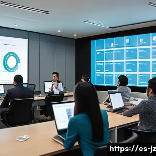 소셜 엔지니어링 방어를 위한 교육 자료 개발 - A modern office training room in a corporate building in Mexico City, with a diverse group of adult ...